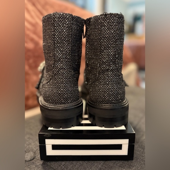 Jimmy Choo Glistening Tweed Embellished Flat Ankle Boots NWOT SZ36.5 US SZ 6.5 - Picture 5 of 12